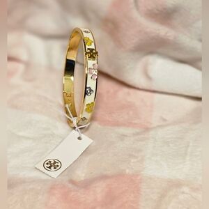 TORYBURCH Kira Flora Enamel Goldplated  Bracelet
